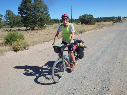 GDMBR: We met the Horse Cyclist. He was in fine spirits.